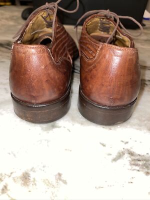 VITO RUFOLO brown woven cap toe lace up oxford dress shoe  display picture 3
