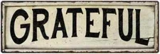 GRATEFUL Farmhouse Style Wood Look Sign Gift   Metal Decor 106180028187