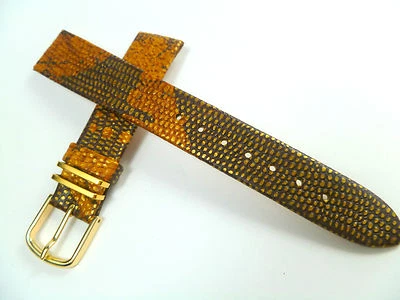 16 mm gelb-braun-schwarzen exotischem UHRENARMBAND EIDECHSENLEDER LEDER 1660 - Bild 1 von 4