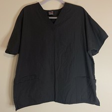 Cherokee Gray V-Neck Scrub Top Medical Uniform Large