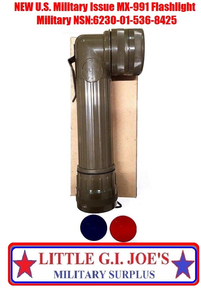 New OD Green Fulton Military Issue Angle Head Flashlight MX991/USA NEW