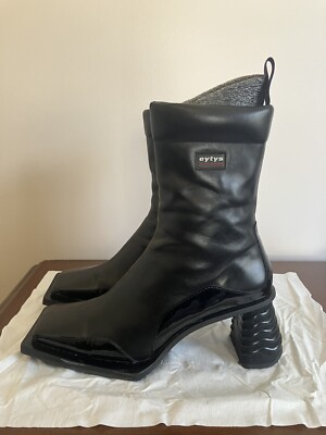 EYTYS Men's 43 Black Gaia Leather Zip Ankle Boots Box Bags