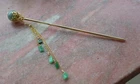 Certified Green Natural A Jade jadeite hairpin Hair pin bead 6 inches 543706 AS