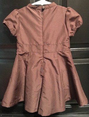 Baby Gap Brown Button Ruffle Short Sleeve Dress W/ Bow Size 18-24 Months