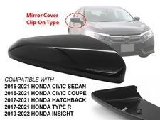 For Mirror Cap Glossy Black 2016 - 2021 CIVIC 2019 - 2022 INSIGHT Passenger Side