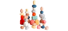 Educational Sorting Montessori Wooden Rocks Stacking Balancing Stones Toy 36 Pcs