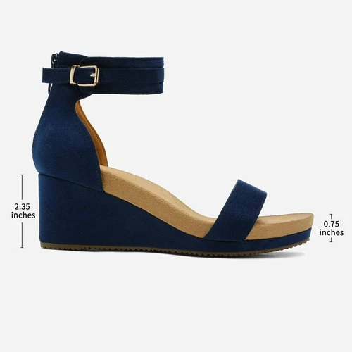 Women Ankle Strap Open Toe Back Zipper Platform Casual Dress Wedge Sandals - Picture 26 of 39