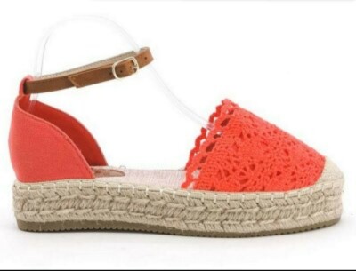 New ladies womens orange wedge sandals size flat UK