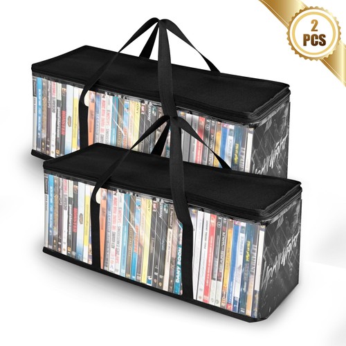2pcs DVD Storage Bags, Water Resistant CD Holder, Clear PVC Media ...