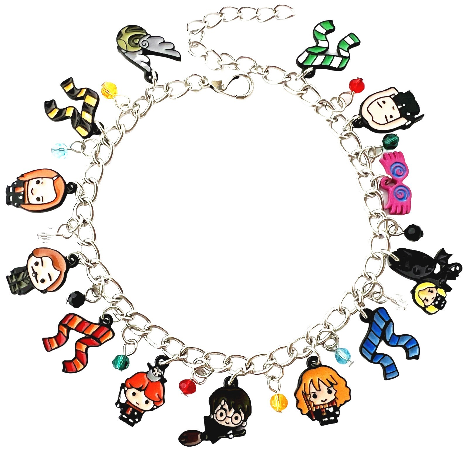 Harry Potter House Scarves Charm Bracelet with Colored Beads-image