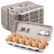 Blank Natural Pulp Egg Cartons Holds Up to Twelve Eggs - 1 Dozen Strong Sturd...