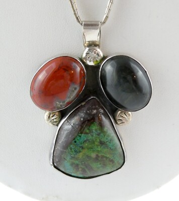 Charlene and Robert Little NA Navajo Sterling Silver Three Gem