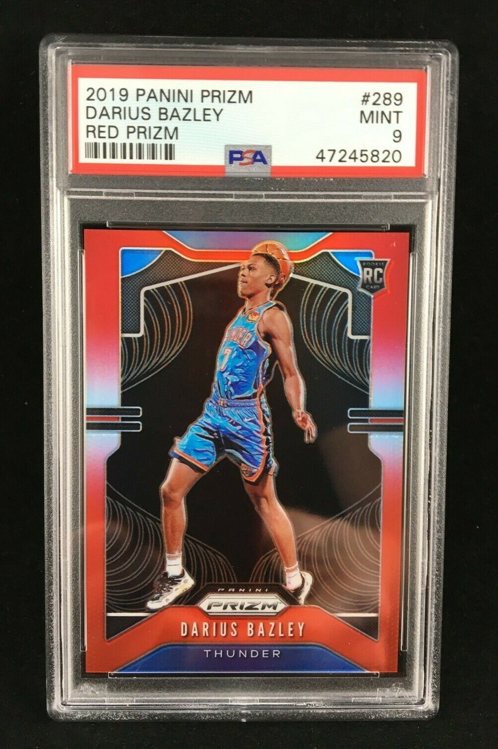 PSA 9 Darius Bazley 2019-20 Prizm Red /299 #289 RC - OKC Thunder Rookie