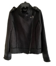 Central Park West New York Long Sleeve Black Tweed Jacket Size S