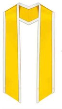 Gold Slanted Graduation Stole with White Trim