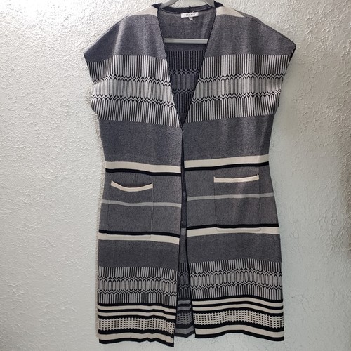Cardigan Ouvert Femme SIONI Studio - Noir/Ivoire - Taille 2X (Plus) - Neuf Avec étiquettes