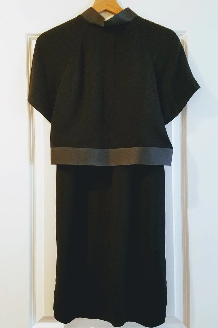 Abito Alexander Wang nero manica corta bordo ecopelle con patta taglia 4