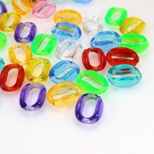 100 Mixed Transparent Color Acrylic Oval Linking Rings Open Chain Beads 16X12mm