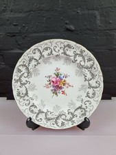 Royal Crown Derby Grey Scroll Dinner Plates 10.5" Wide Set 