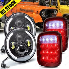 7 Inch Led Headlights Hilo Smoke Tail Lights Combo For Jeep Wrangler Tj Cj