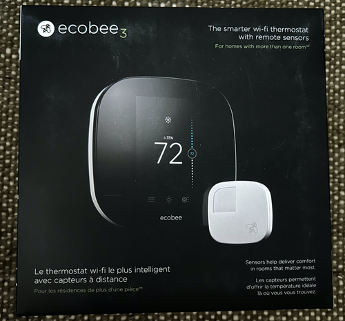 Ecobee 3 Smart Wifi Thermostat with One Room Sensor EB-STATE3-02 GET WARM/ COOL