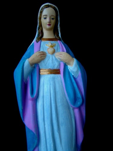 840026 Antike Madonna 35,5 cm Heiligenfigur Statue 1920 Maria Mutter Gottes Gips - Bild 2 von 3