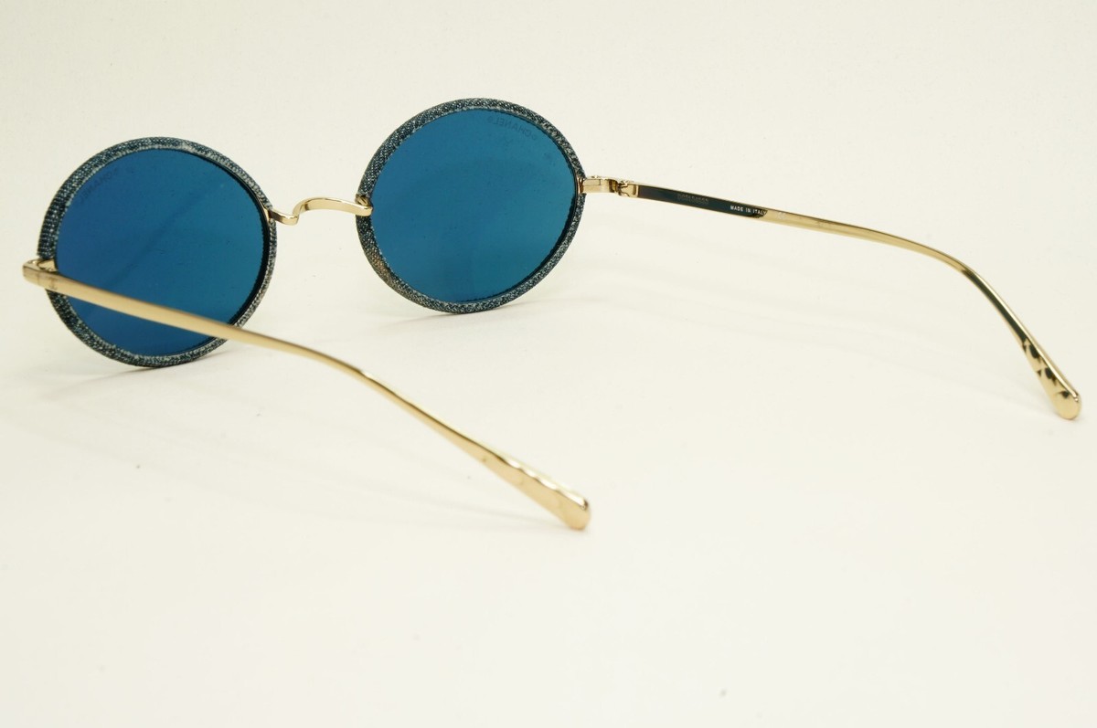 Chanel Denim CC Logo Contrast Sunglasses Gold Blue CHANEL Sunglasses: Pilot Sunglasses, metal, calfskin & denim  main image 3