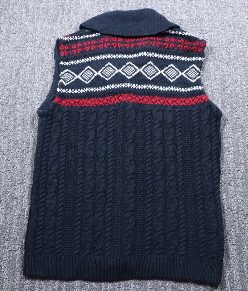 Chaleco Suéter American Living Mujer M Negro Cable Tejido Botón Frontal Geométrico  Foto 2 de 4