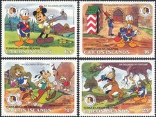 Caicos Is. 1985 Disney/Brothers Grimm/Mickey/Donald/Tales/Cartoons 4v set d00303
