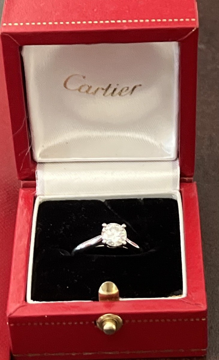 CARTIER DIAMOND RING GIA ON PLATINUM,ORIGINAL BOX & PAPERS SIGNED