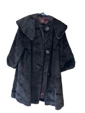 Vintage Black Faux Fur Coat Pile Fabric Blumenthal Mills Burlington 40s Ambro