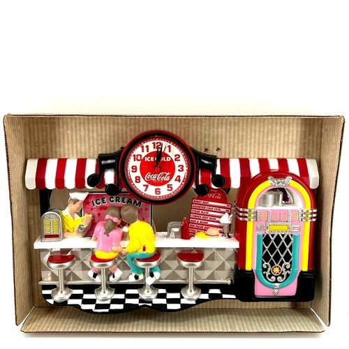 Vintage Coca-Cola Coke Soda Fountain Diner Jukebox Wall Clock Burwood 5752-2 New