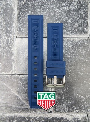 New 20 mm Authentic TAG HEUER Rubber Strap A Blue Diver Watch Band Tang Buckle