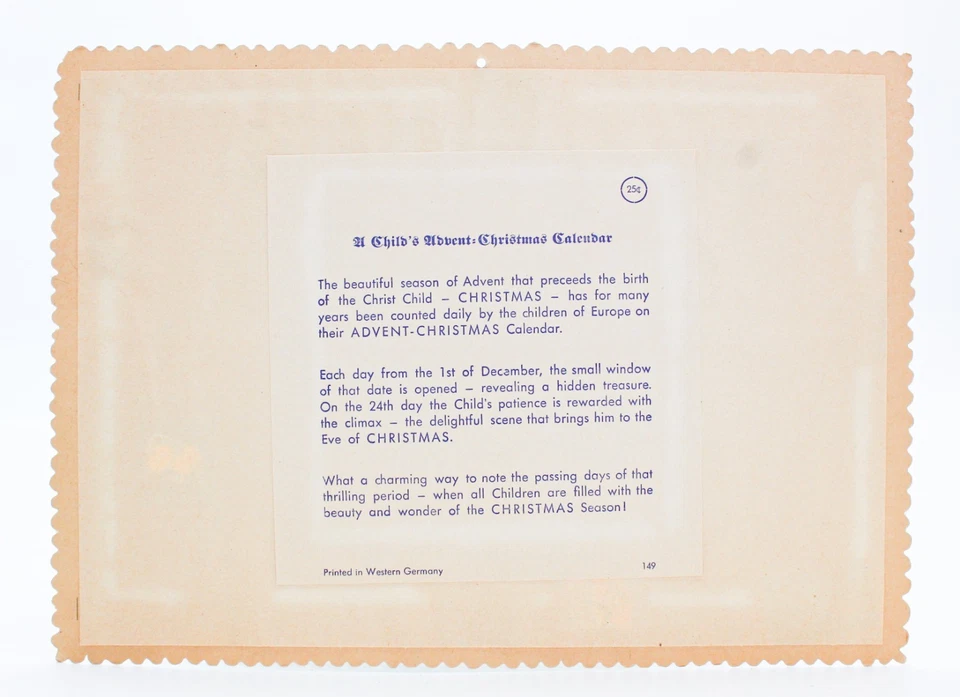 Vintage Paper Print Advent Calendar Snow White Disney W. Germany AMAG - Image 3 of 4