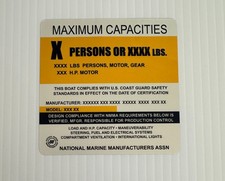 Boat Capacity Plate Replacement Sticker - Marine Grade Silver Decal - Nmma Uscg Boat Capacity Plate Replacement Sticker - Marine Grade Silver Decal - Nmma Uscg