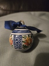 Delft Holanda pintado a mano 2" adorno con flores de colores