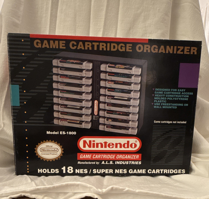Nintendo ES-1800 Black Cartridge Organizer Holds 18 NES/SNES Games