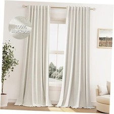 Cream Linen Blackout Curtains 84 Inch Length 2 52"W x 84"L Pack of 2 Natural