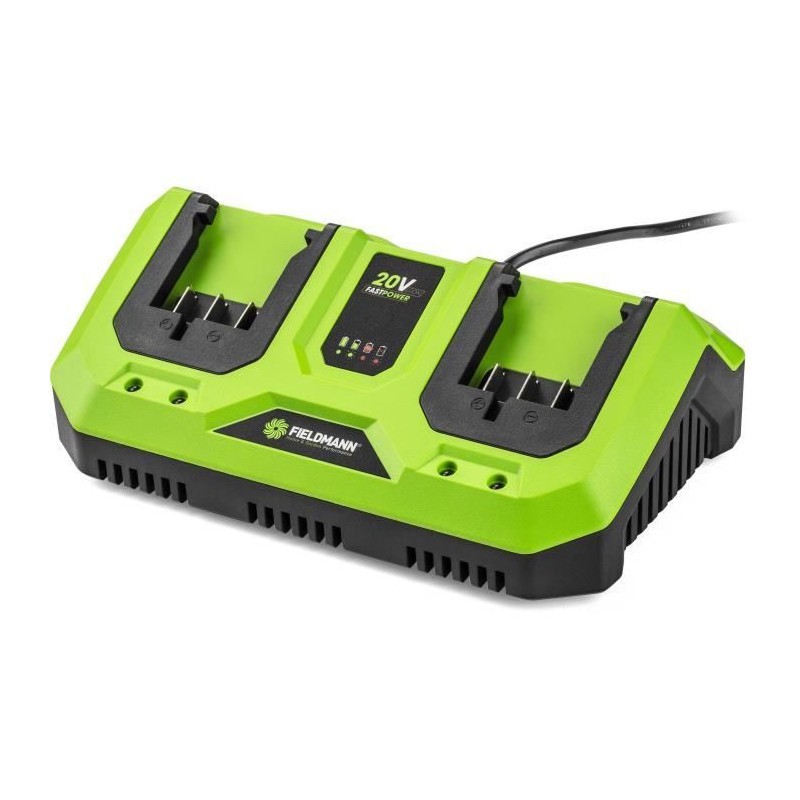 Chargeur double Fieldmann 20V pour éviter les pannes de batterie