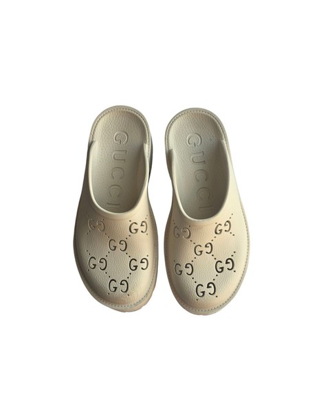 Gucci Beige GG Logo Rubber Slip-On Clog Mules Women’s EU 39