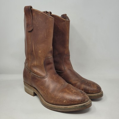 VTG Red Wing Boots 8B Pecos Western Brown Leather Safety Toe  display picture 2