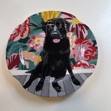 Anthropologie Jay McClellan Sweet Ruby Black Labrador Dog Plate, 4 Available