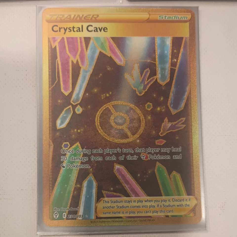 Pokémon TCG Crystal Cave Evolving Skies 230/203 Holo Gold plus Zisu and Shauna - Image 2 of 4
