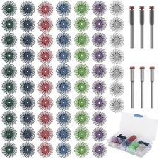 76Pcs 1" Radial Bristle Disc Kit with 2.35mm/3mm Shank for Rotary Tools 80-2500#