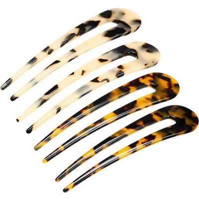 4 Pieces French U-shaped Hairpin with Two Prongs U Shape Hair Clips Chignon P...
