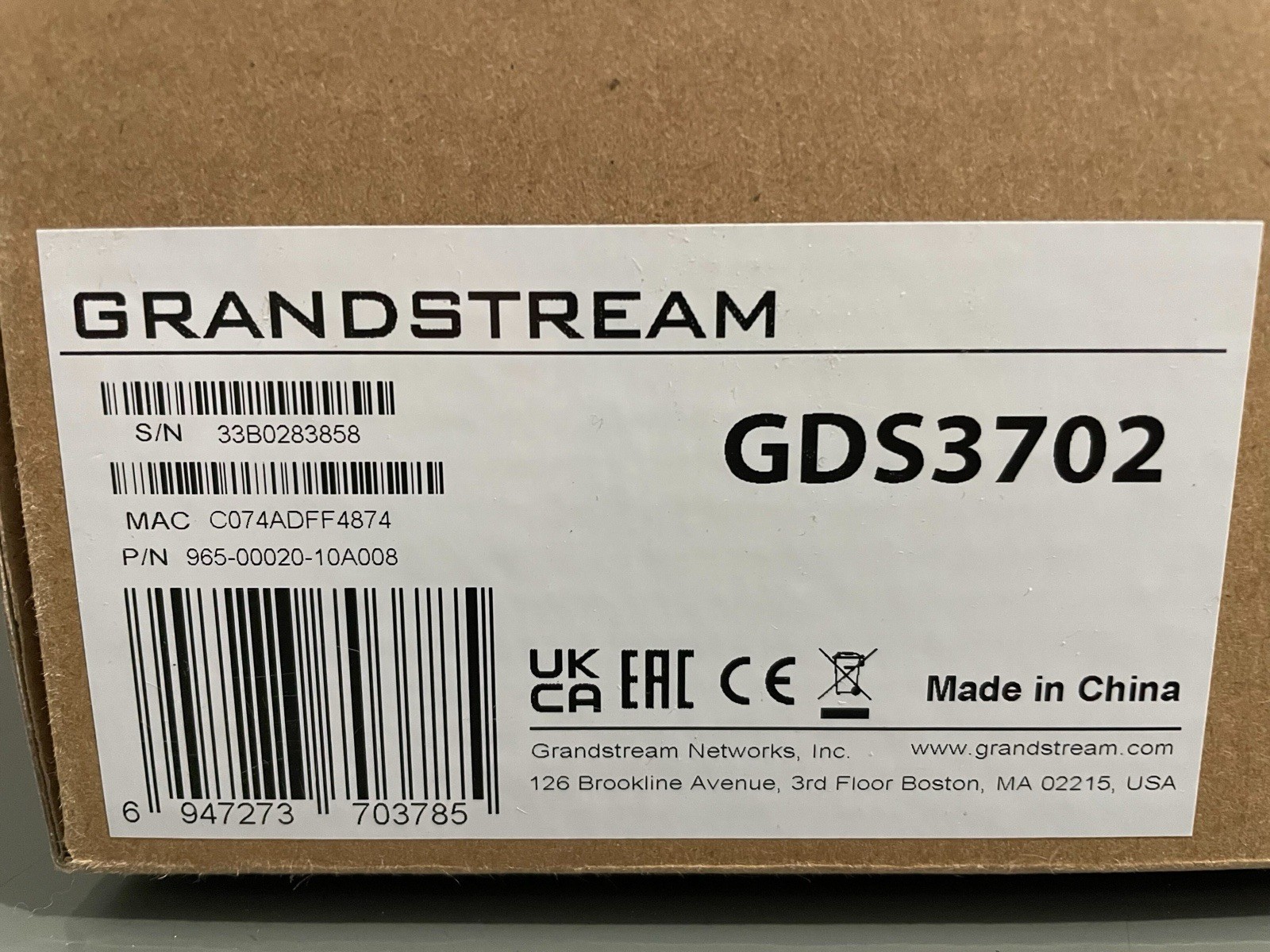 Grandstream HD IP Single Button Audio Door Intercom System SIP GDS3702