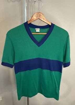 Vintage Kickers Choice V-Neck Jersey Shirt Size M Green Blue Number 8 Item 0268