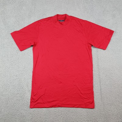 Vintage Preppy Mock Neck Golf Tee Men's Small Athletic Mercerized Cotton Shirt