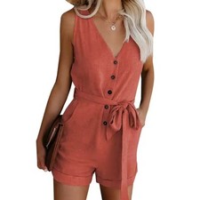 Summer Womens Mini Playsuit Casual Jumpsuit Ladies Holiday Beach Short Large New