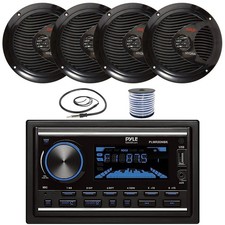 Pyle PLMR2DNBK 2-DIN Marine Bluetooth MP3 Receiver, 4x 6.5" 150W Max Speakers